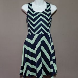 Navy and mint chevron dress